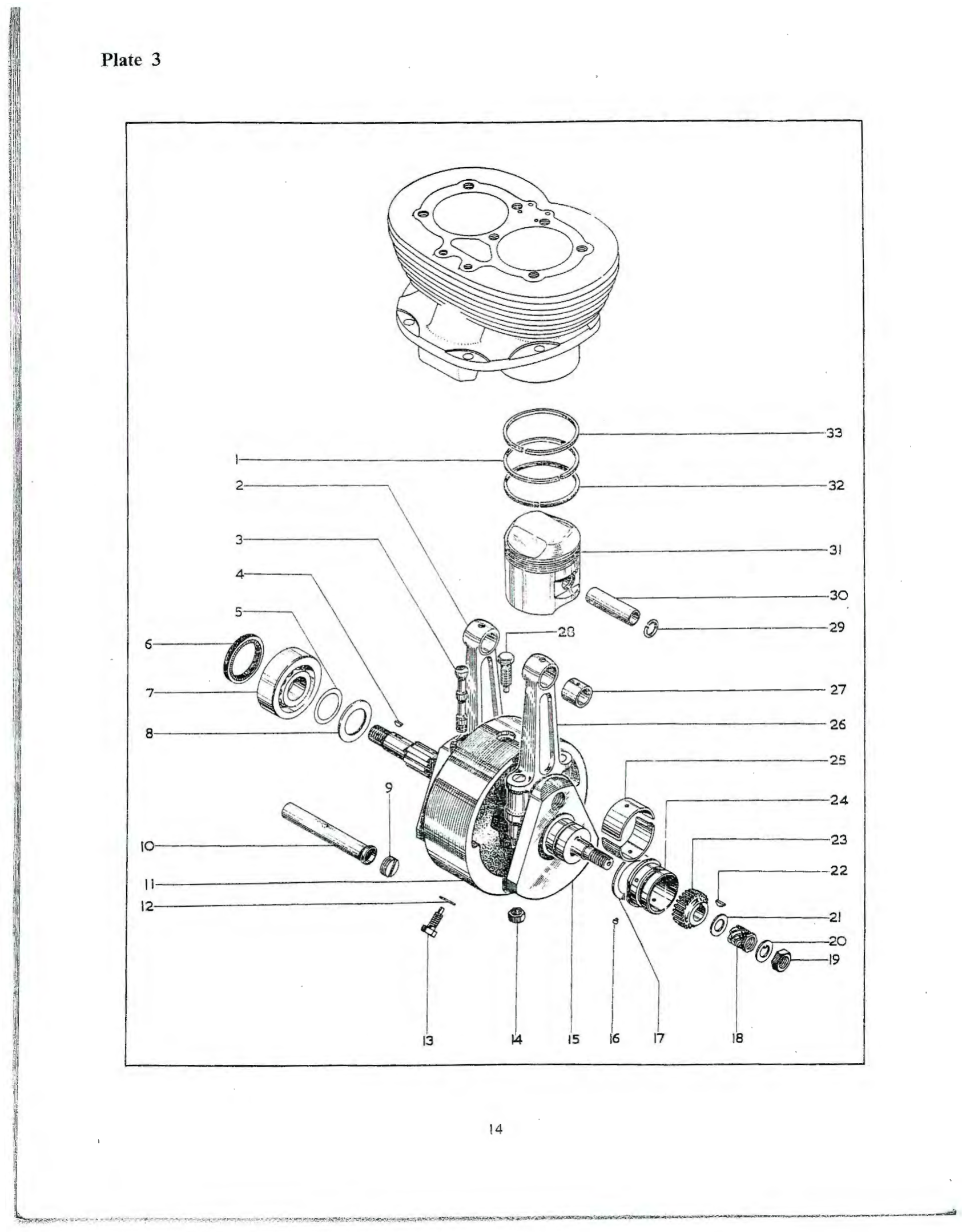 BSA Connecting rod complete, less big-end shell, left-hand