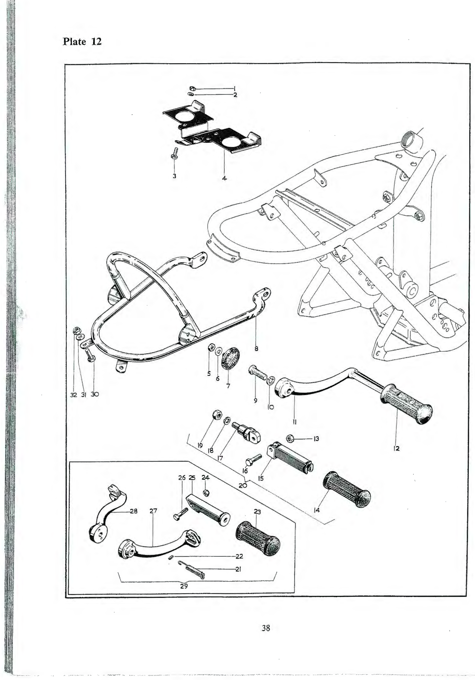 BSA Folding footrest and bracket complete — right