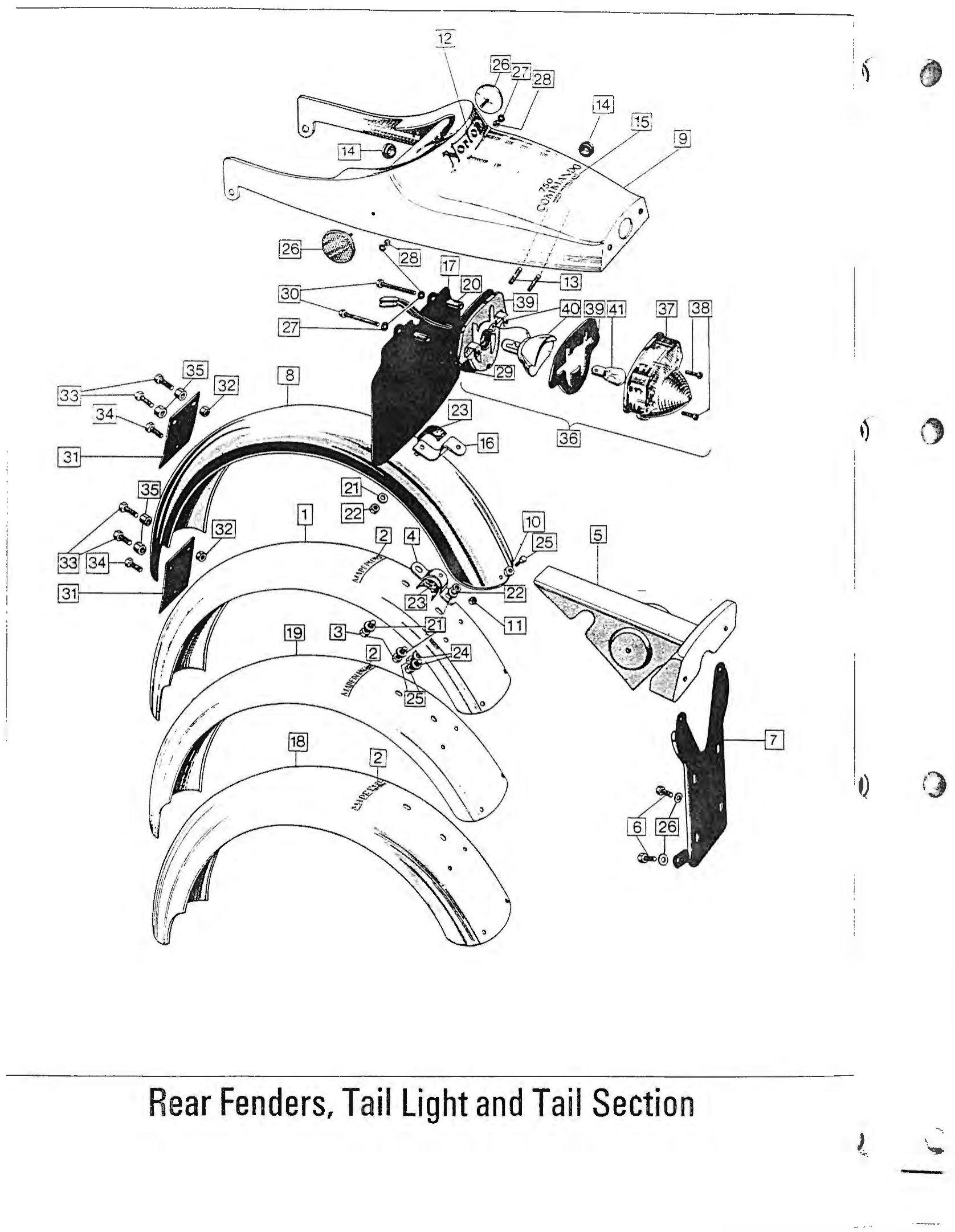 Norton Rear fender, stainless, 1971–72 (ANDV)