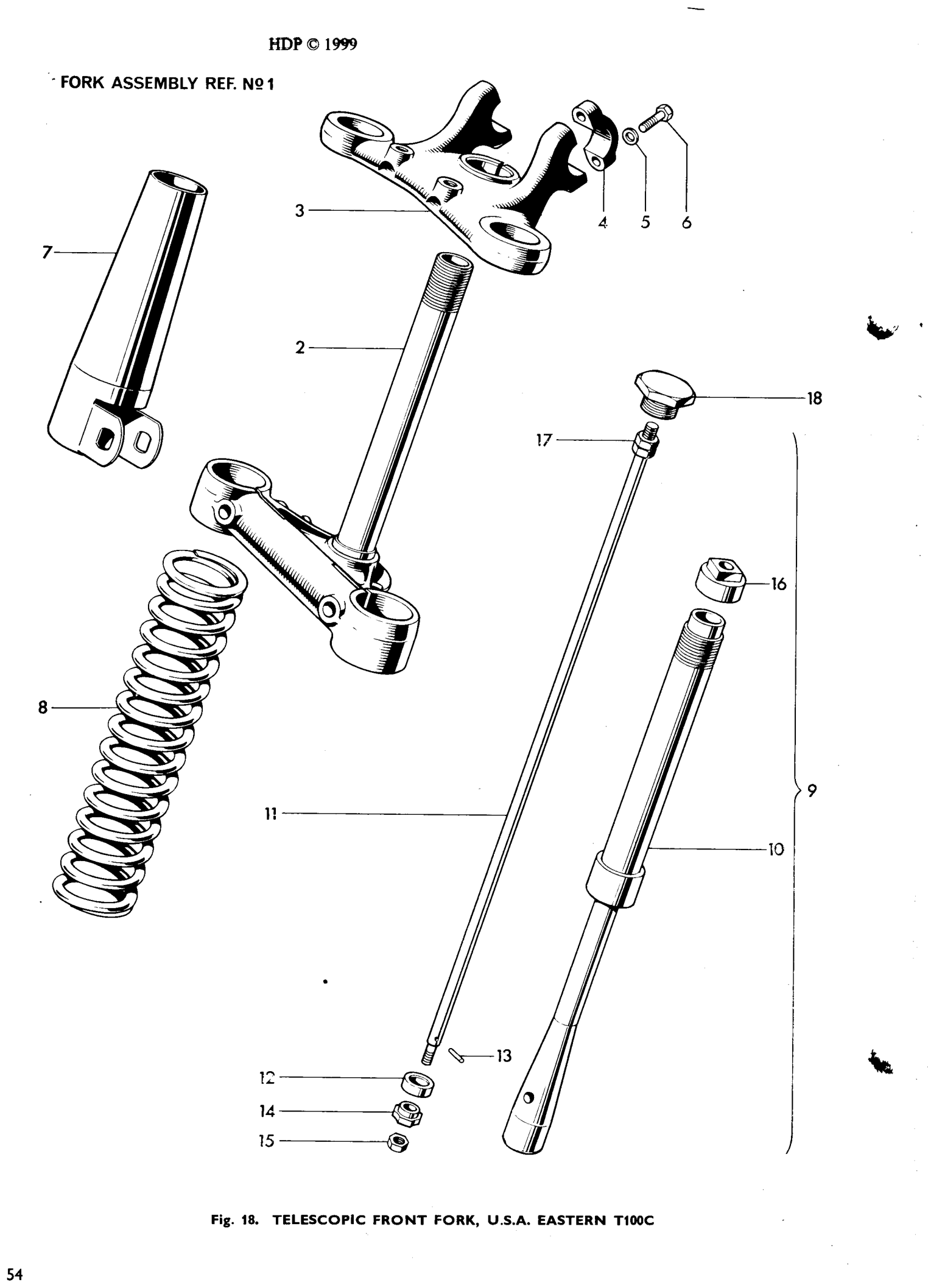 TELESCOPIC FRONT FORK, U.S.A. EASTERN T100C