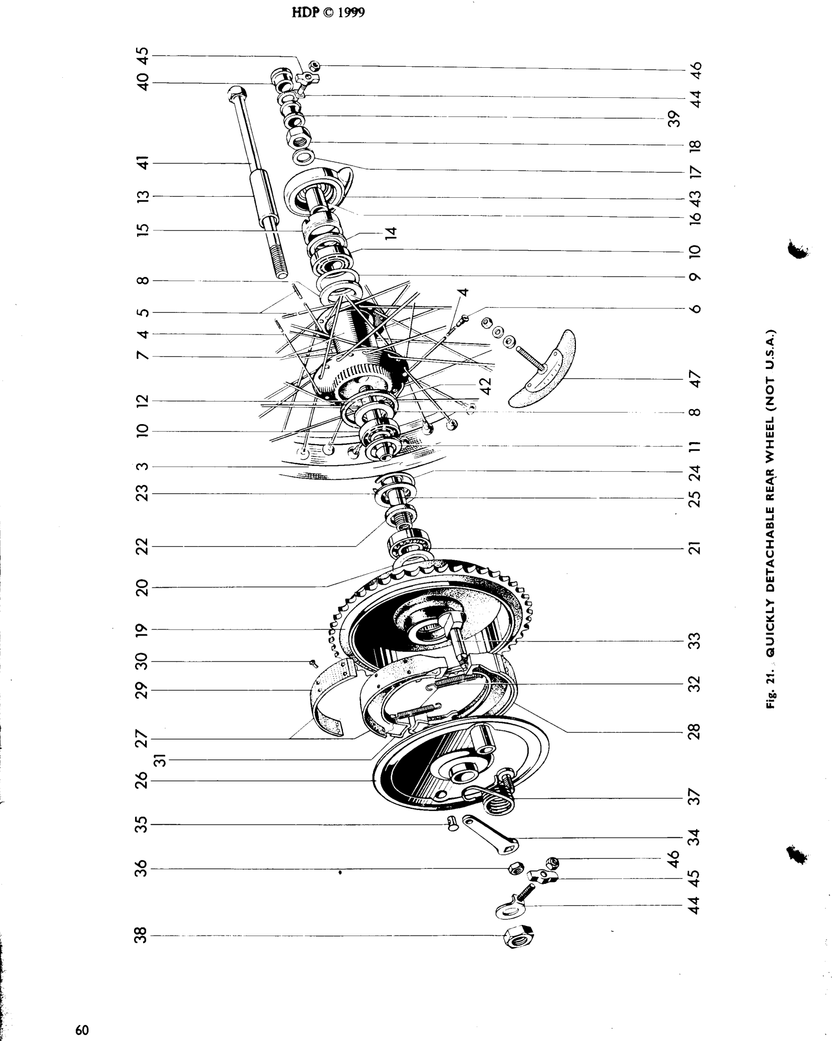 QUICKLY DETACHABLE REAR WHEEL (NOT U.S.A.)