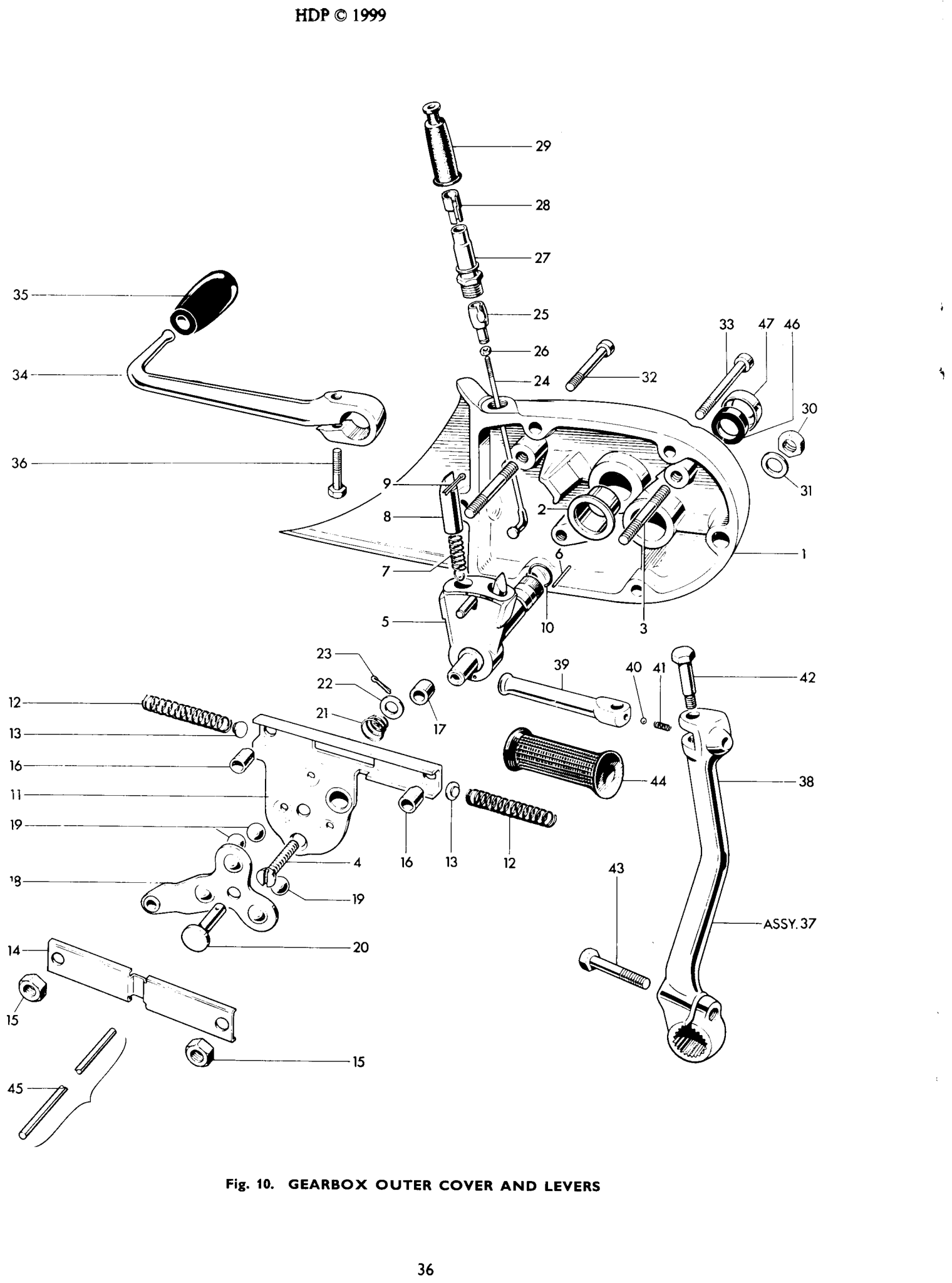 GEARBOX OUTER COVER AND LEVERS