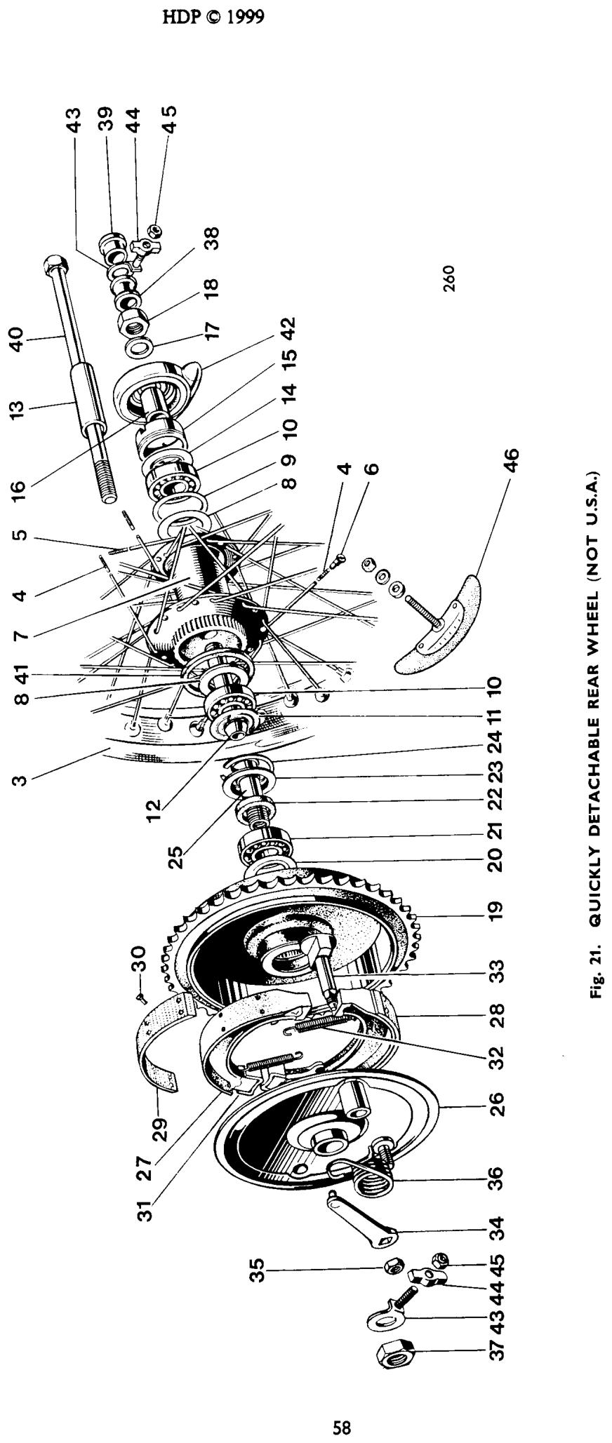QUICKLY DETACHABLE REAR WHEEL (NOT U.S.A.)