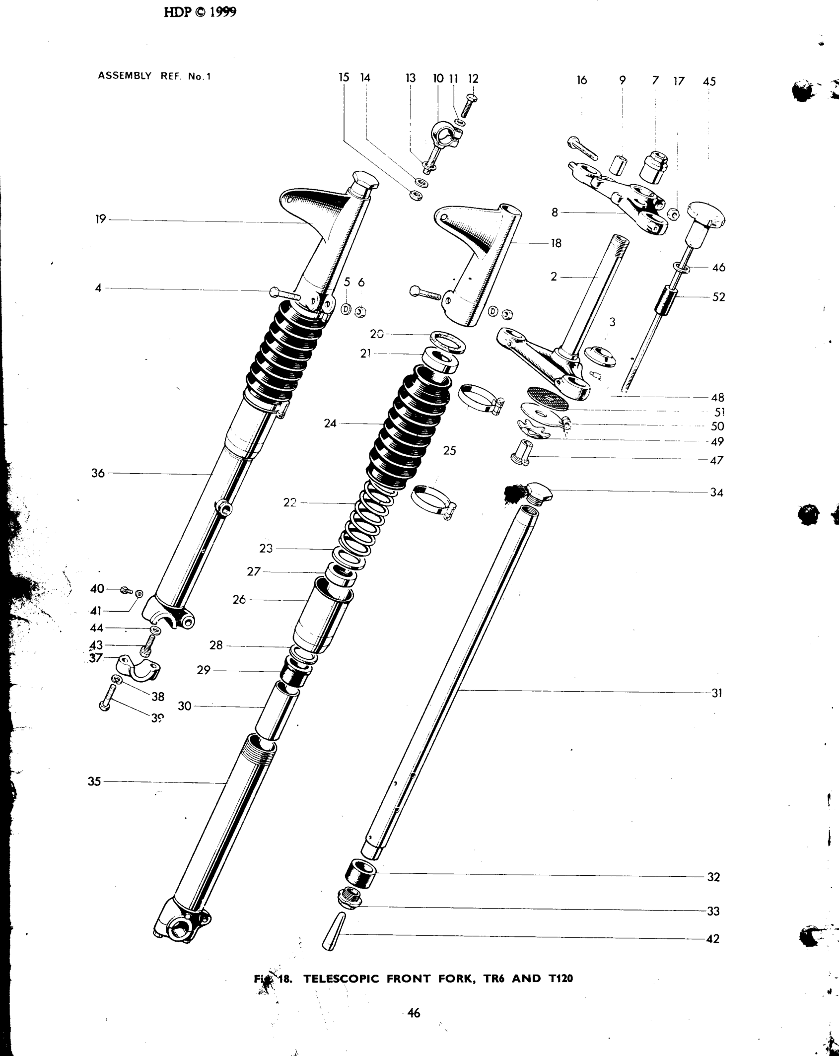 TELESCOPIC FRONT FORK, TR6 AND T120