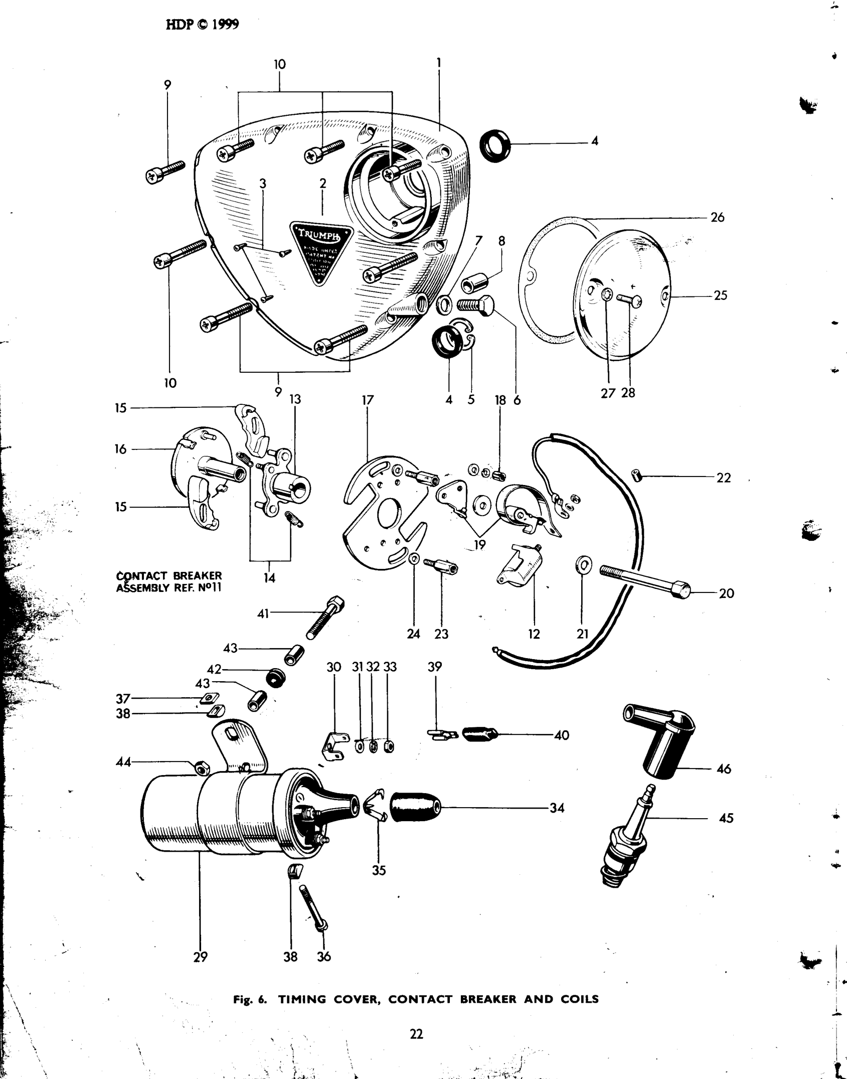TIMING COVER, CONTACT BREAKER AND COILS