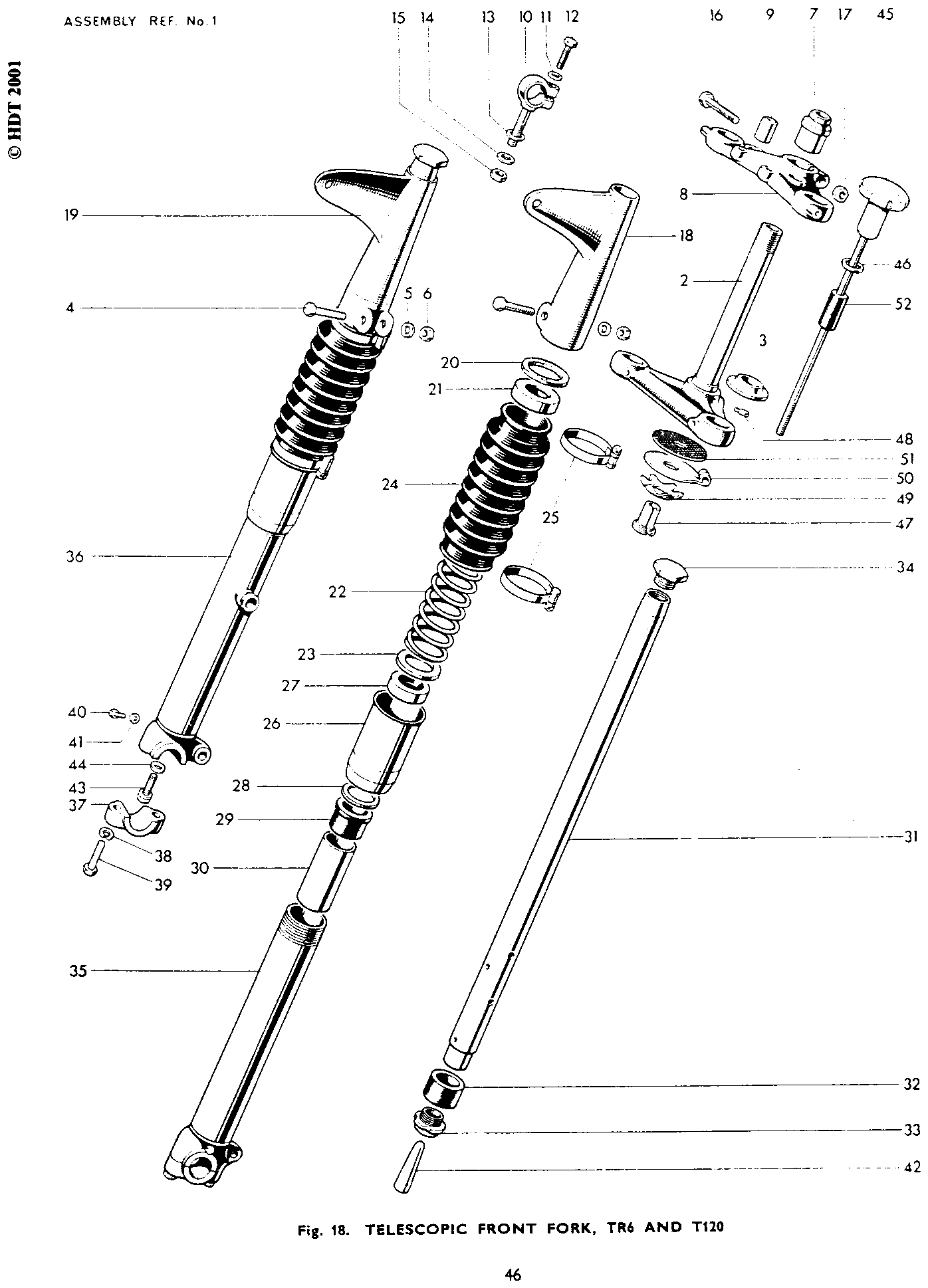 TELESCOPIC FRONT FORK, TR6 AND T120