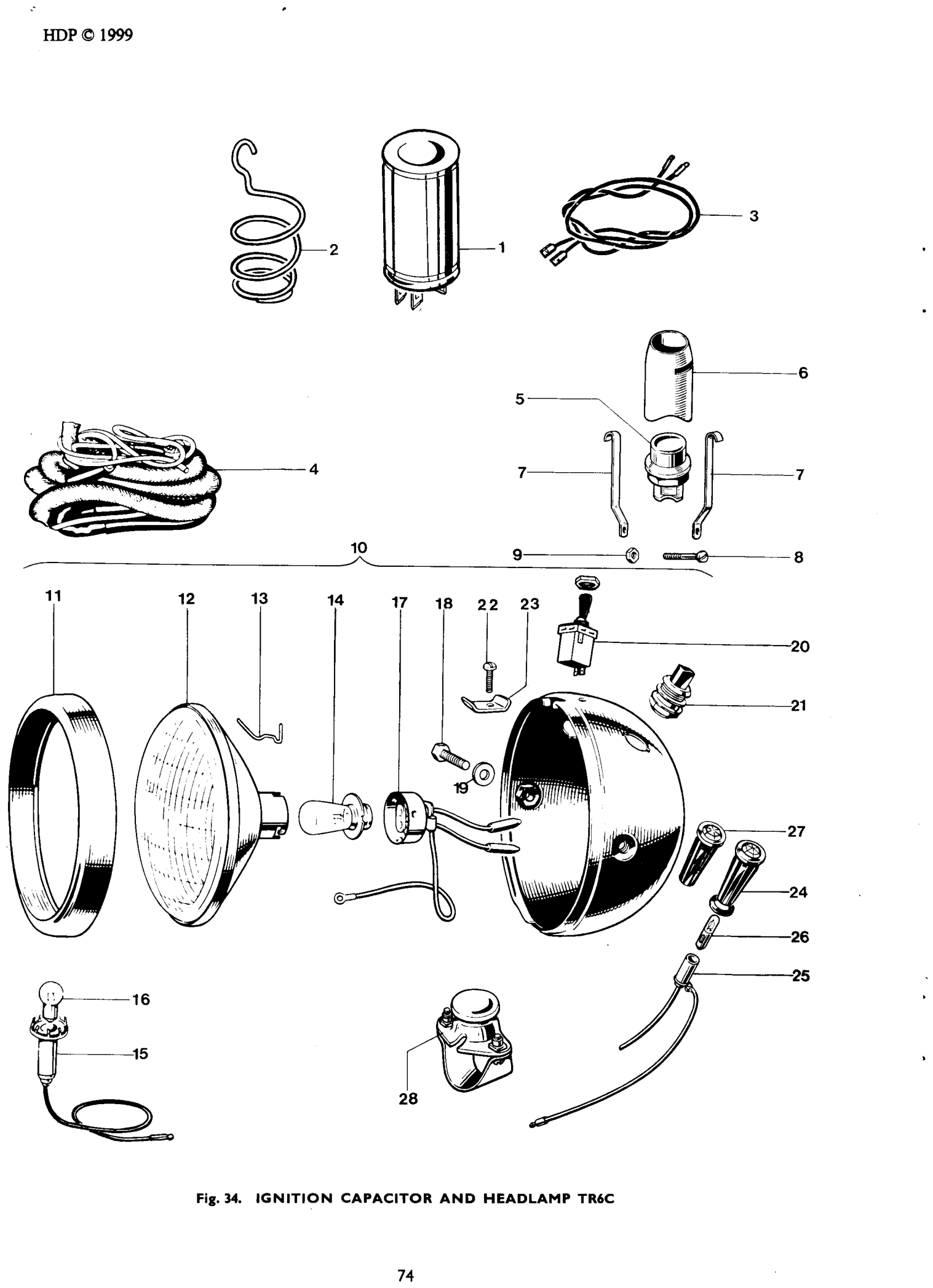 IGNITION CAPACITOR AND HEADLAMP, TR6C