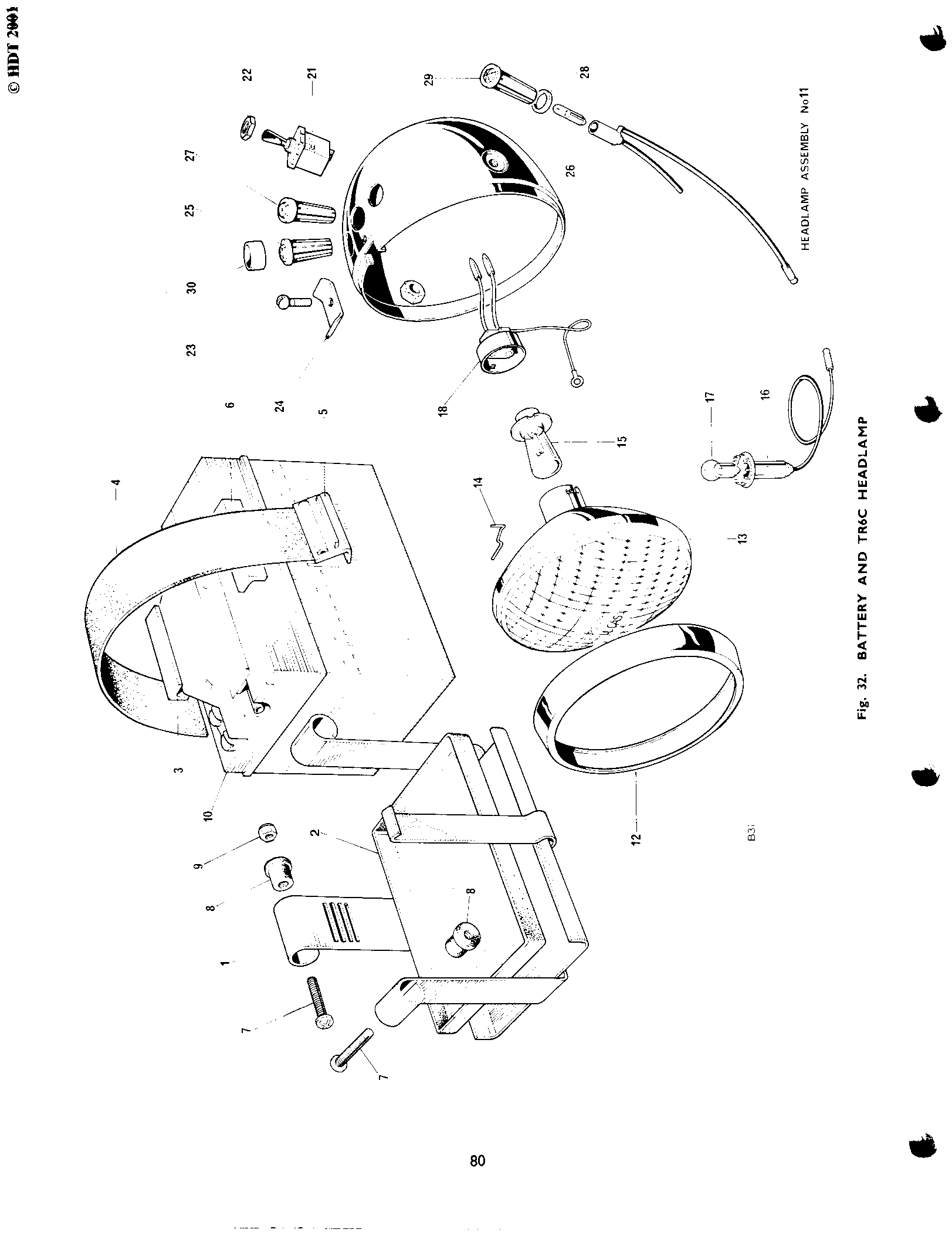 BATTERY AND TR6C HEADLAMP