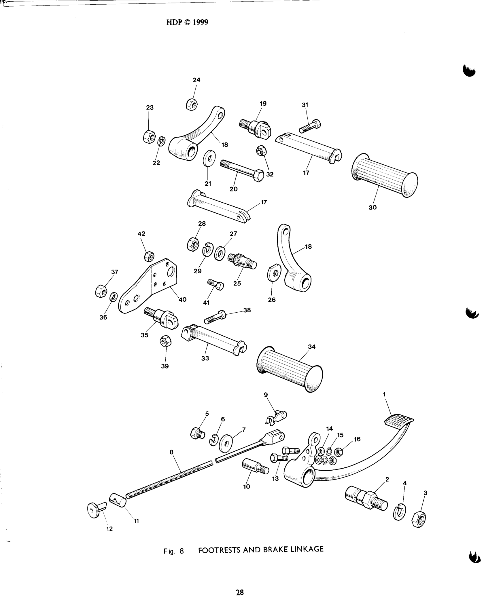 FOOT REST STUD,L/H THREAD 40-4855 B44/B25