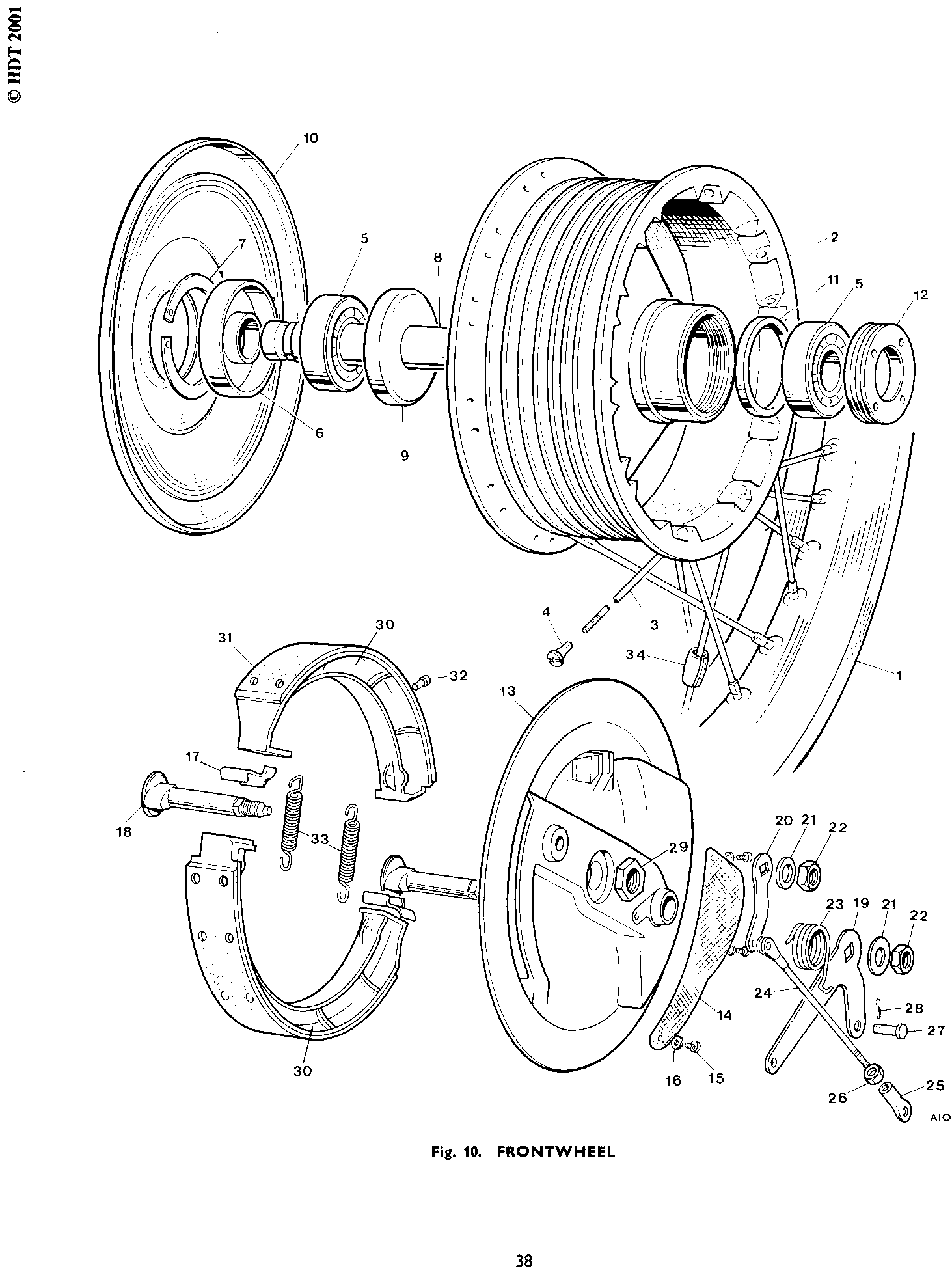 Hub and brake drum