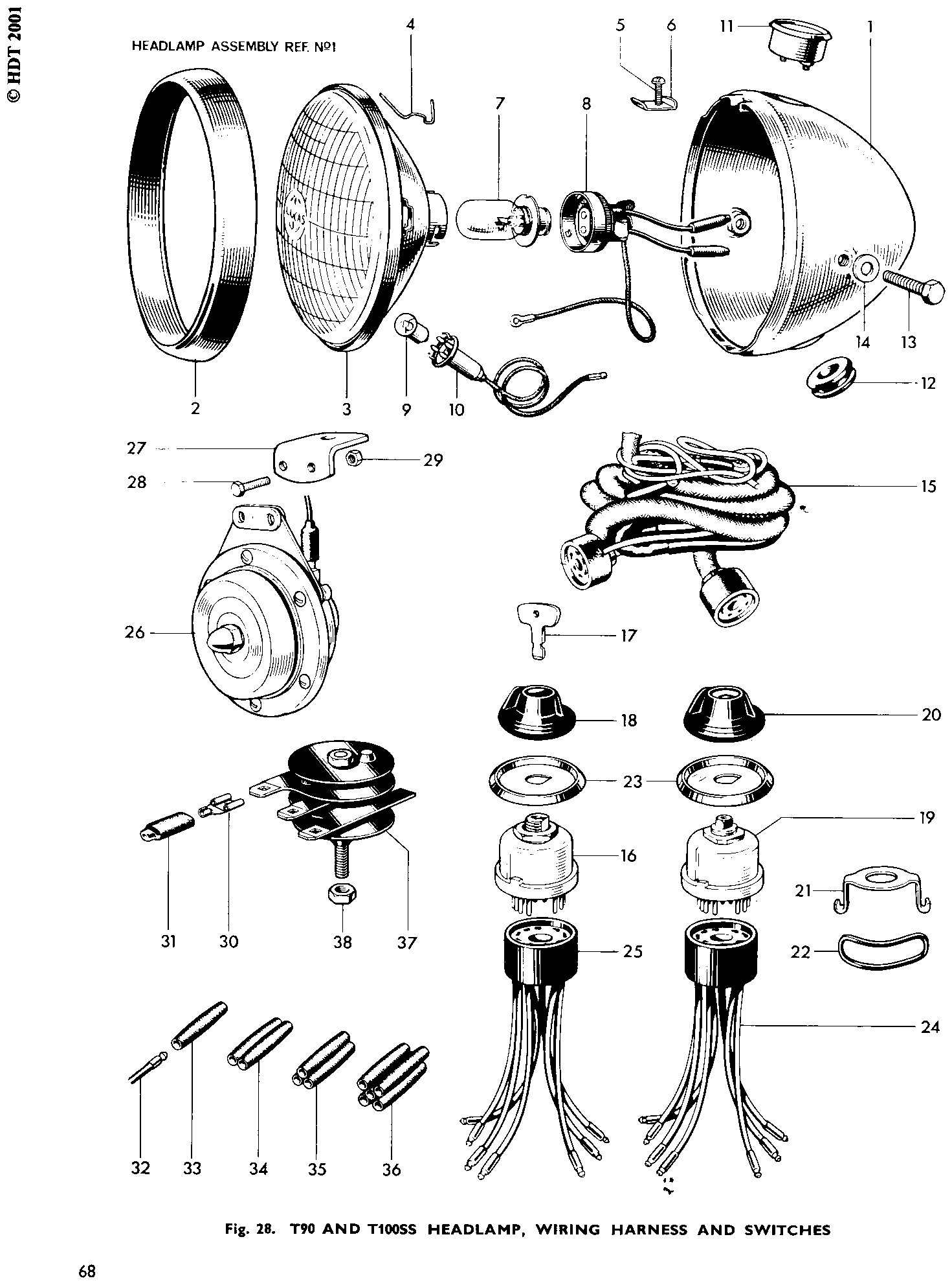 Cloth wiring harness, 6V (1963–65)