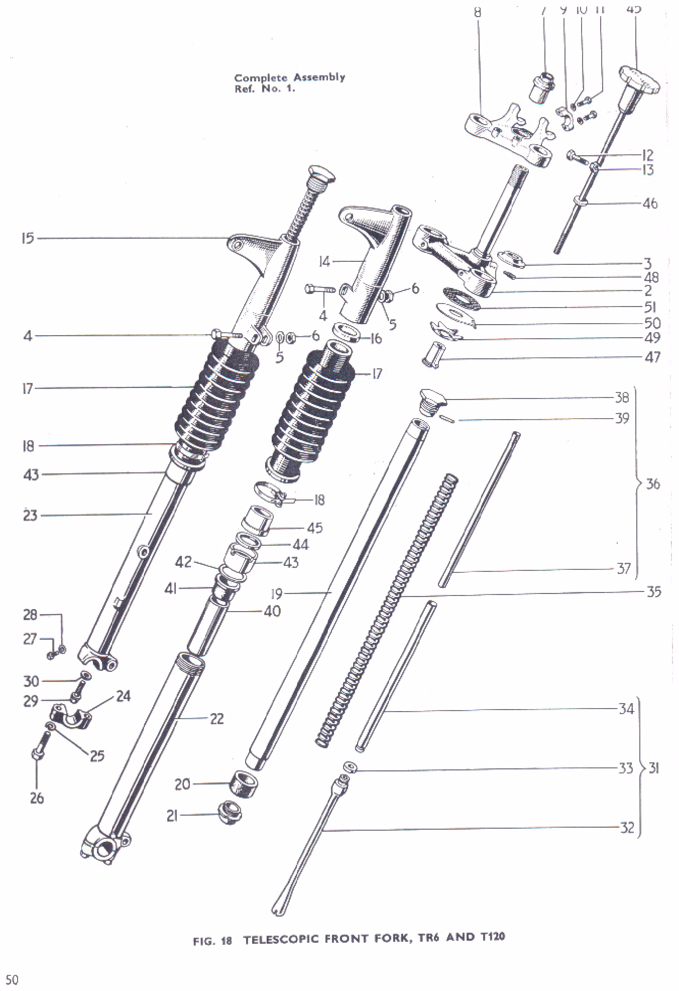 TELESCOPIC FRONT FORK, TR6 & T120