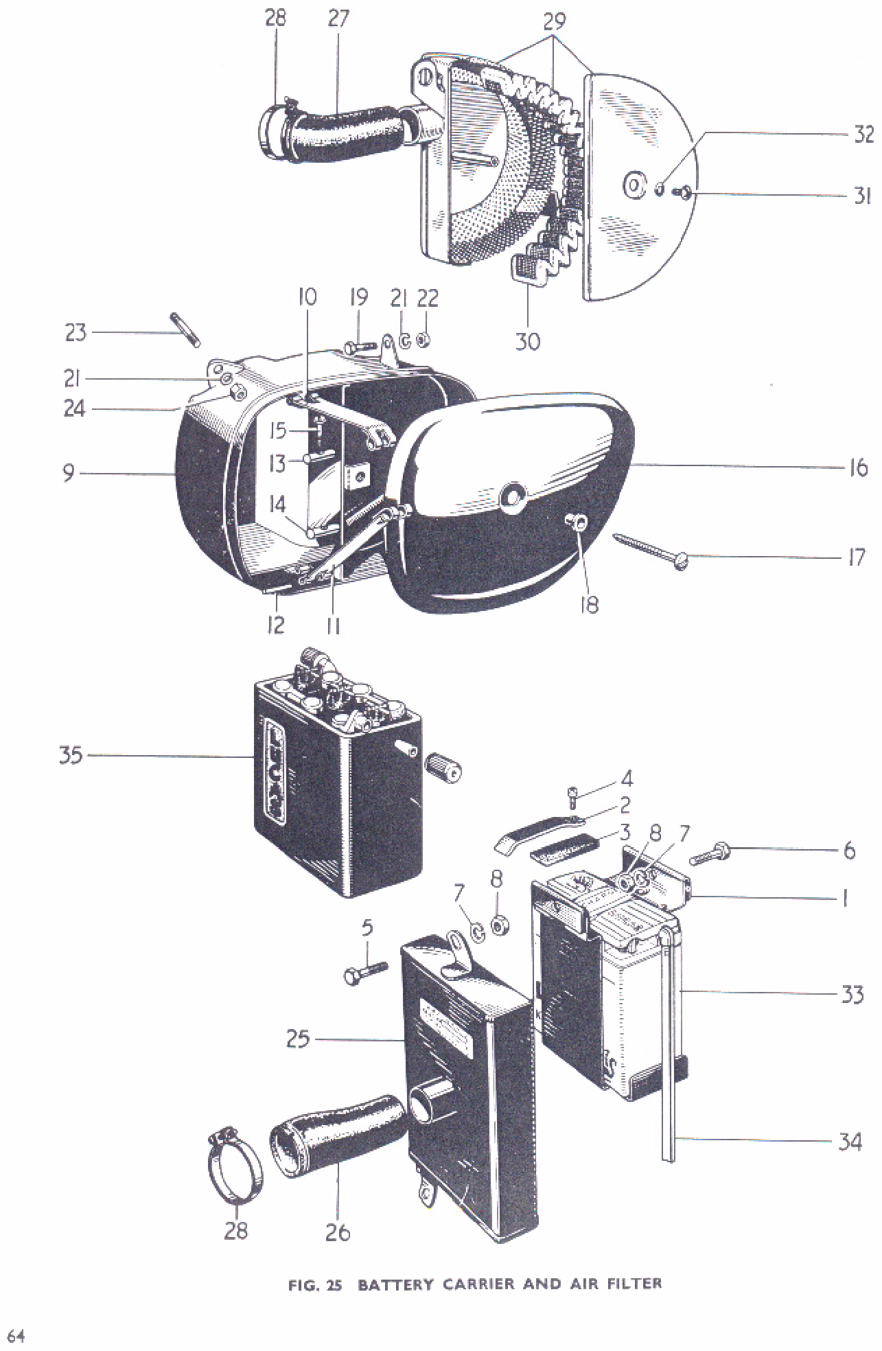 BATTERY CARRIER AND AIR FILTER