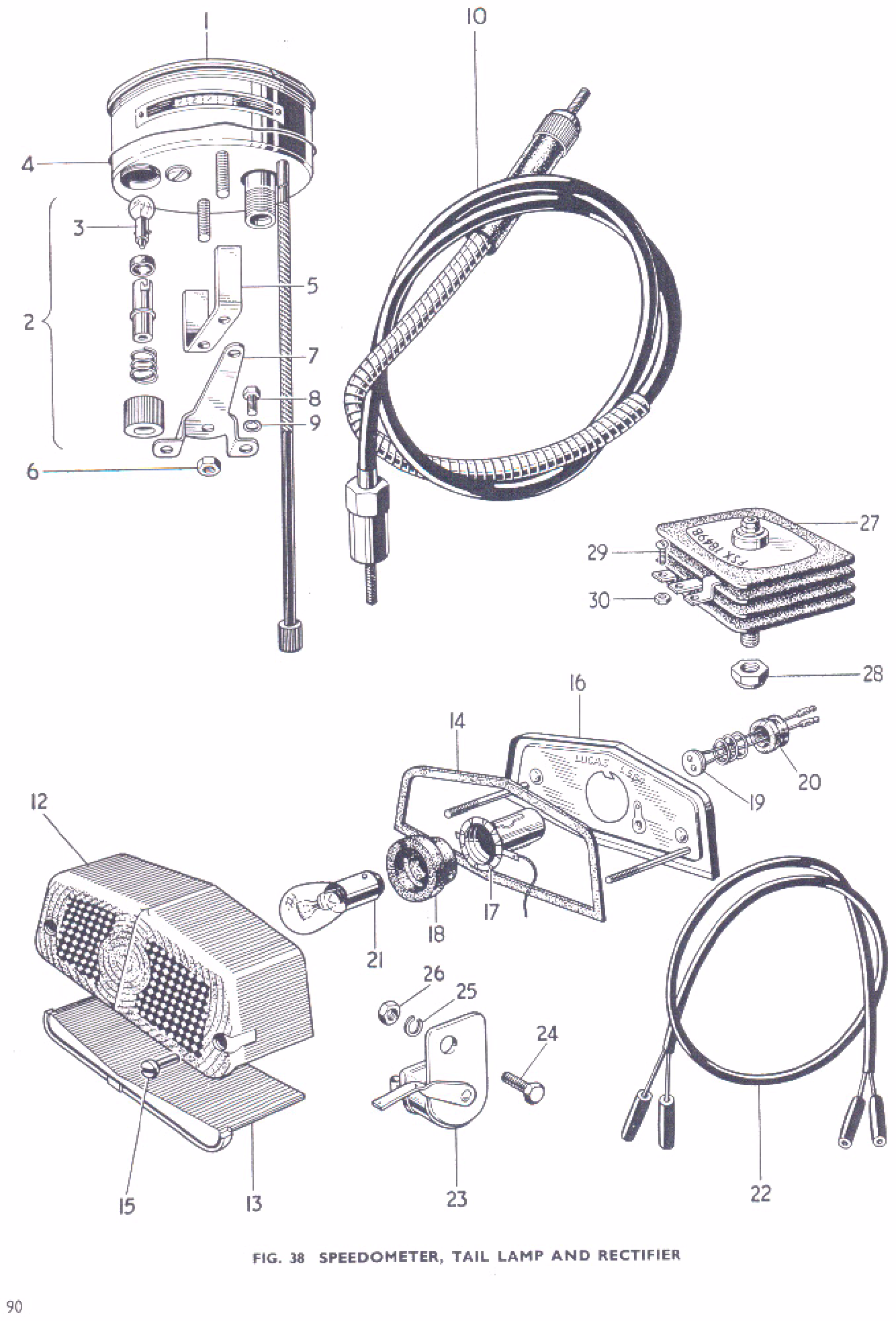 SPEEDOMETER, TAIL LAMP AND RECTIFIER