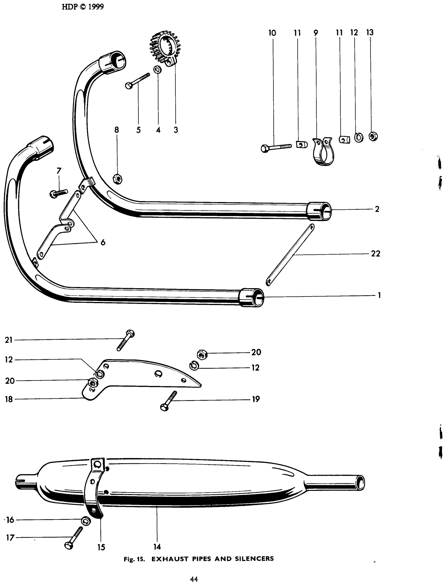 EXHAUST PIPES AND SILENCERS (See also Page 46)