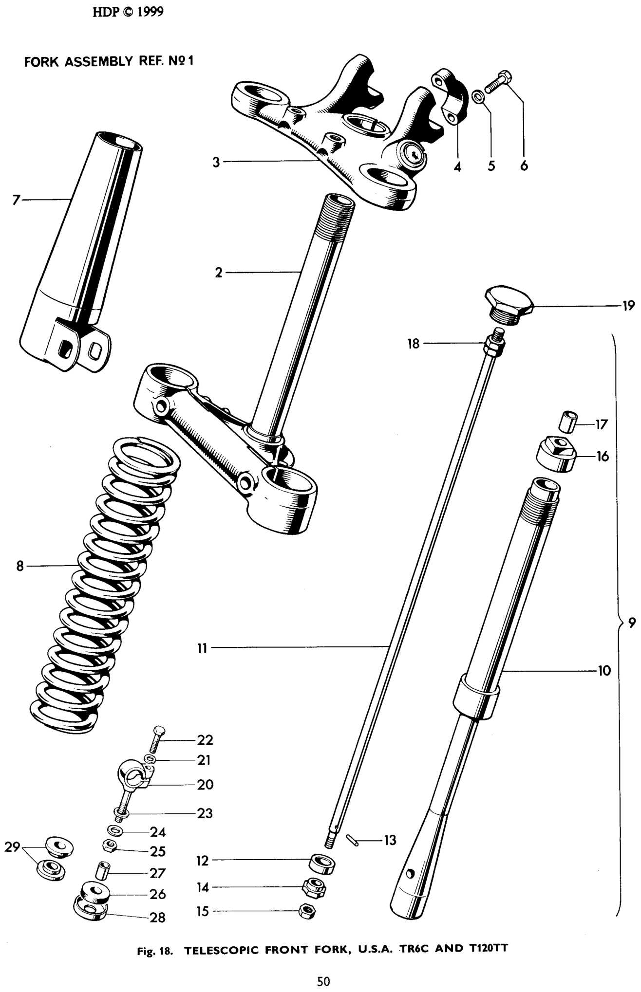TELESCOPIC FRONT FORK, U.S.A. TR6C AND T120TT