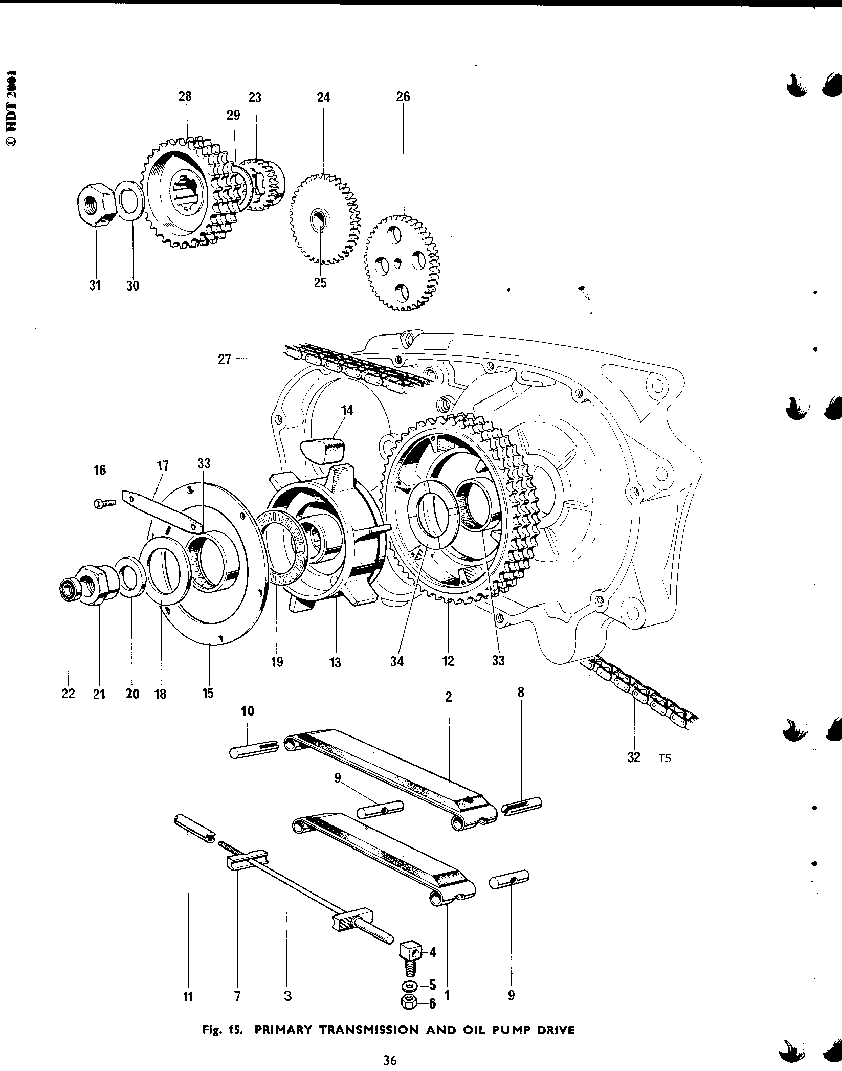 PRIMARY TRANSMISSION AND OIL PUMP DRIVE