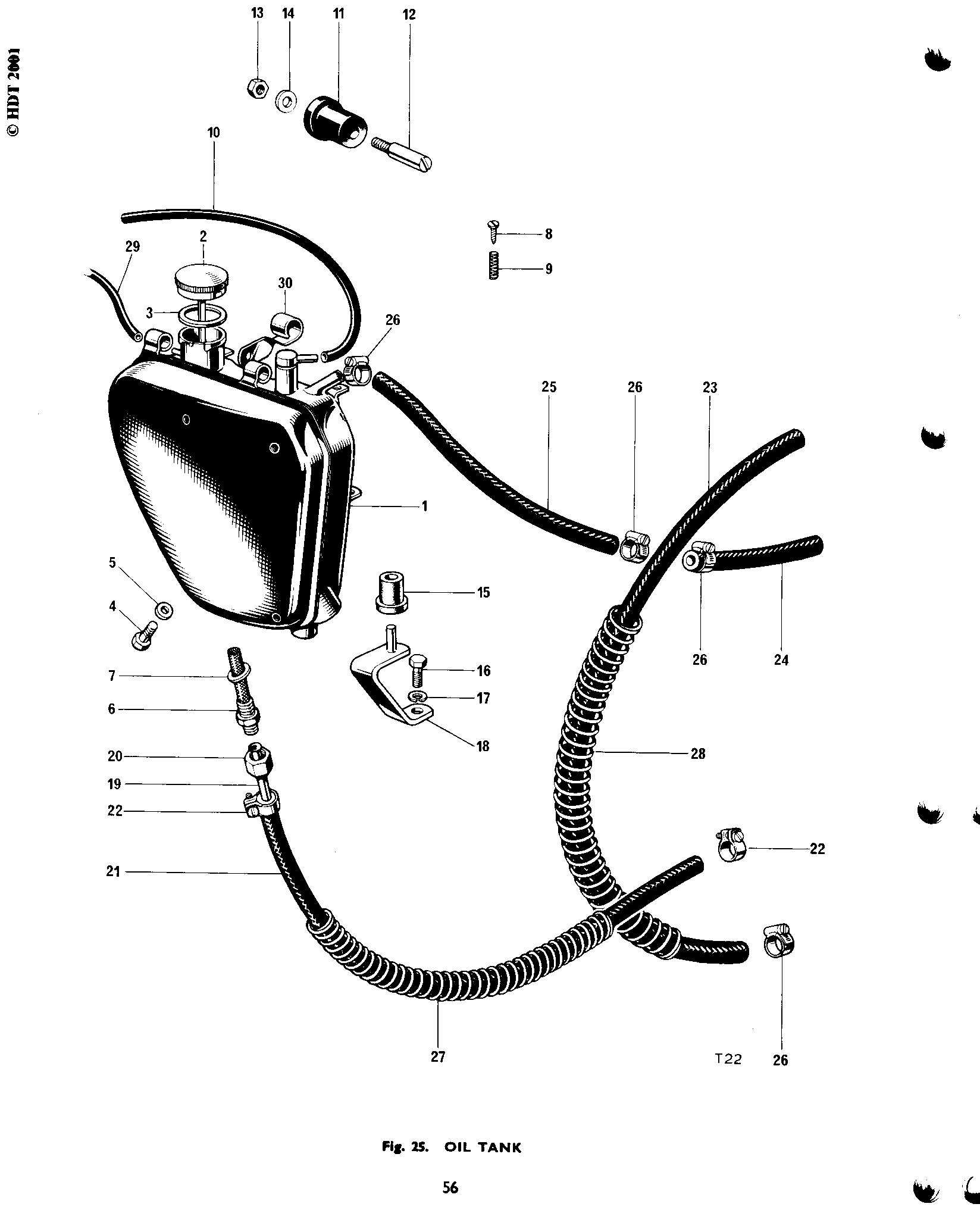 Oil pipe flex tank, to engine